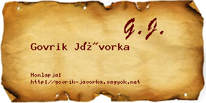 Govrik Jávorka névjegykártya